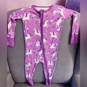 Little Sleepies 6-12 Purple Unicorn Zippy GUC